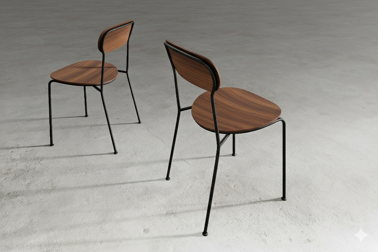 Stack dining chair in walnut from Stellar Works