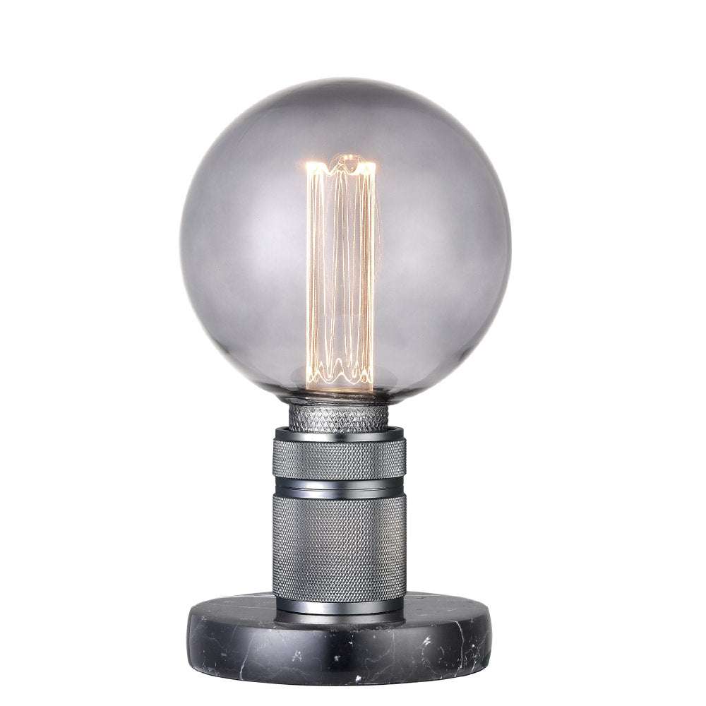 Halo bordlampe e27, gun-black / marmor fod