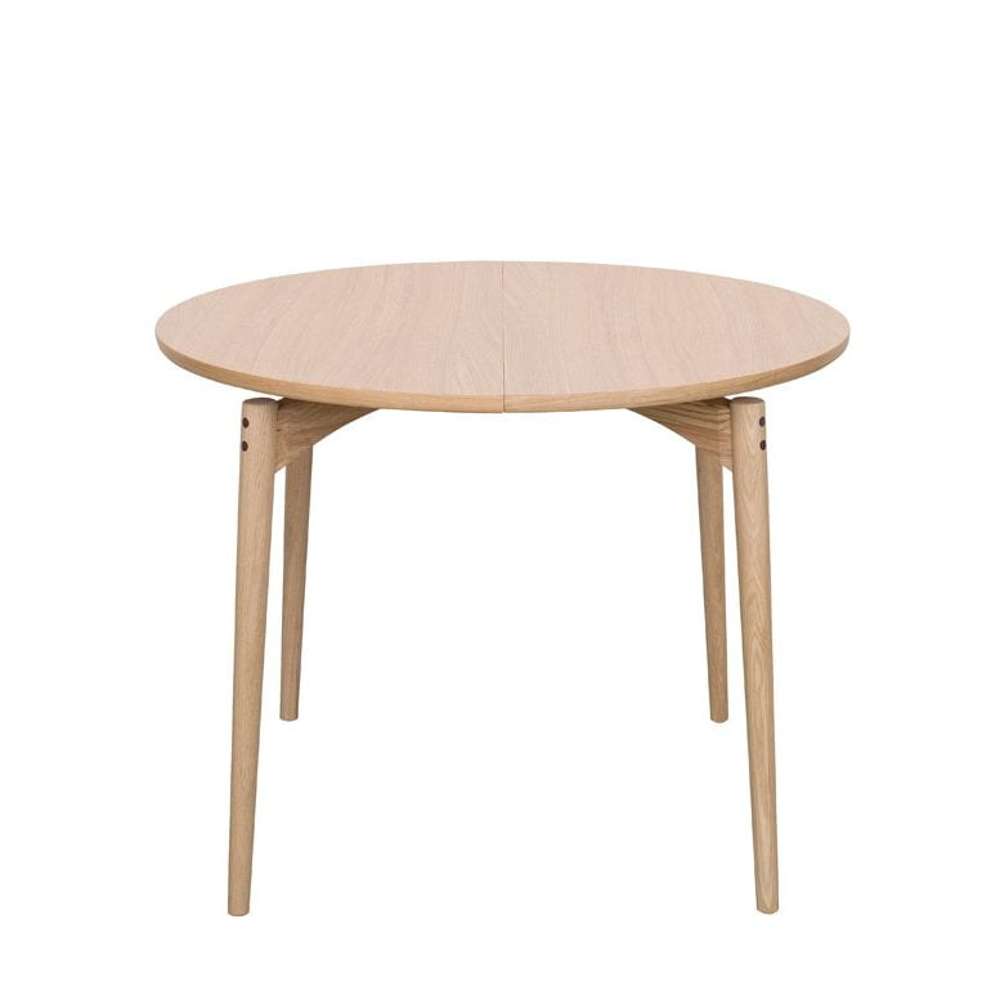 PBJ Aeris spisebord Ø122 i hvidpigmenteret eg med udtræk