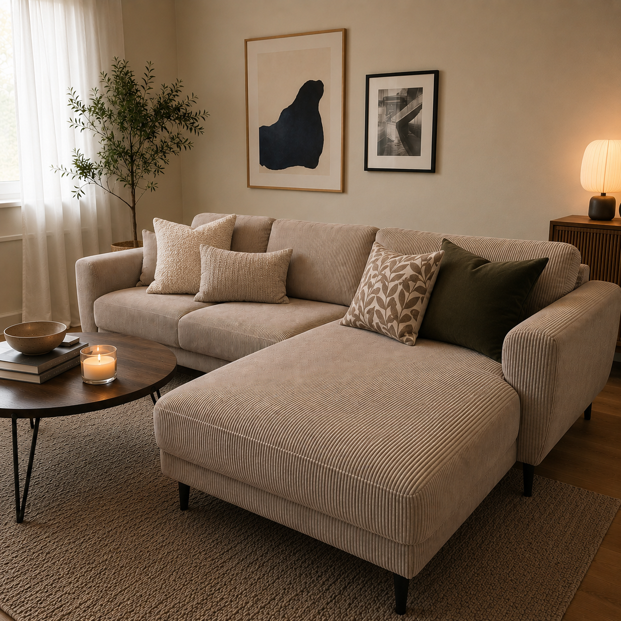 Lundby sofa med chaiselong