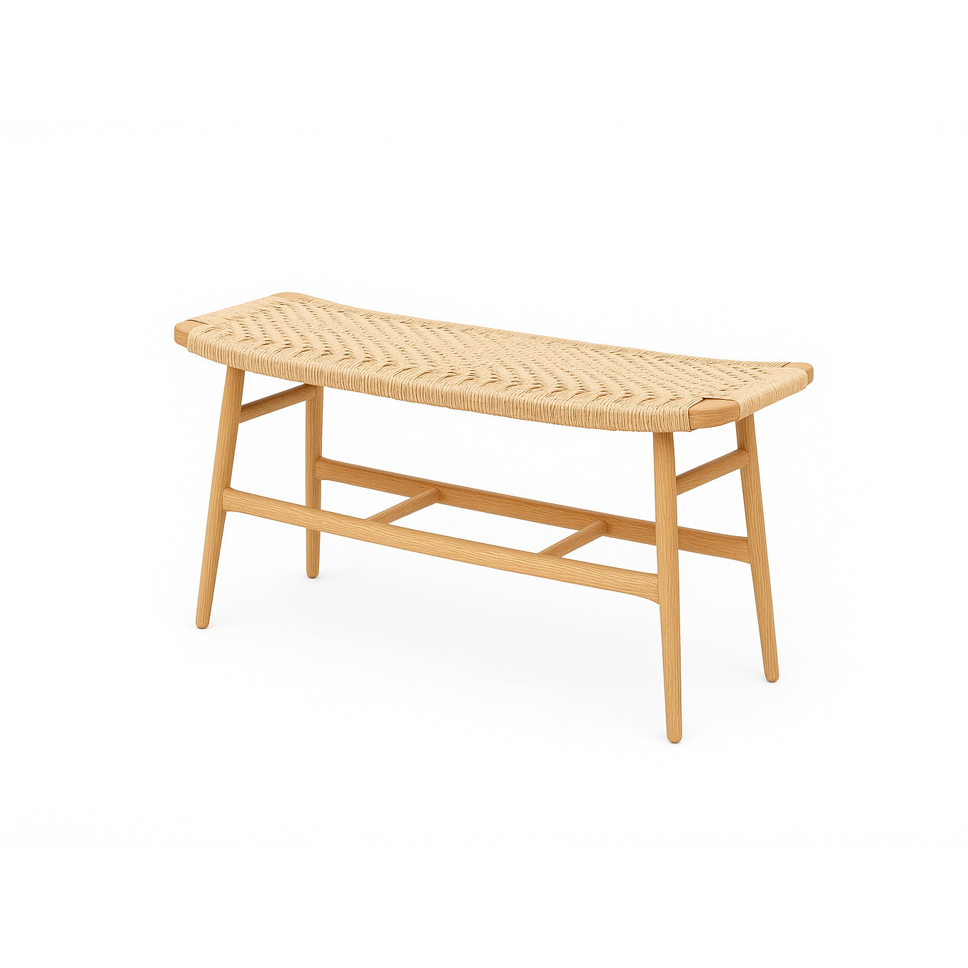 Freja bench in oak with natural cane from Stellar Works