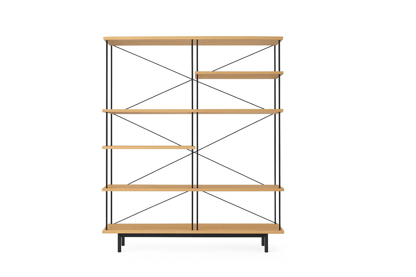 Seiton Shelving Unit 4-2R (Right) in Lacquered Oak with Black Frame by Stellar Works