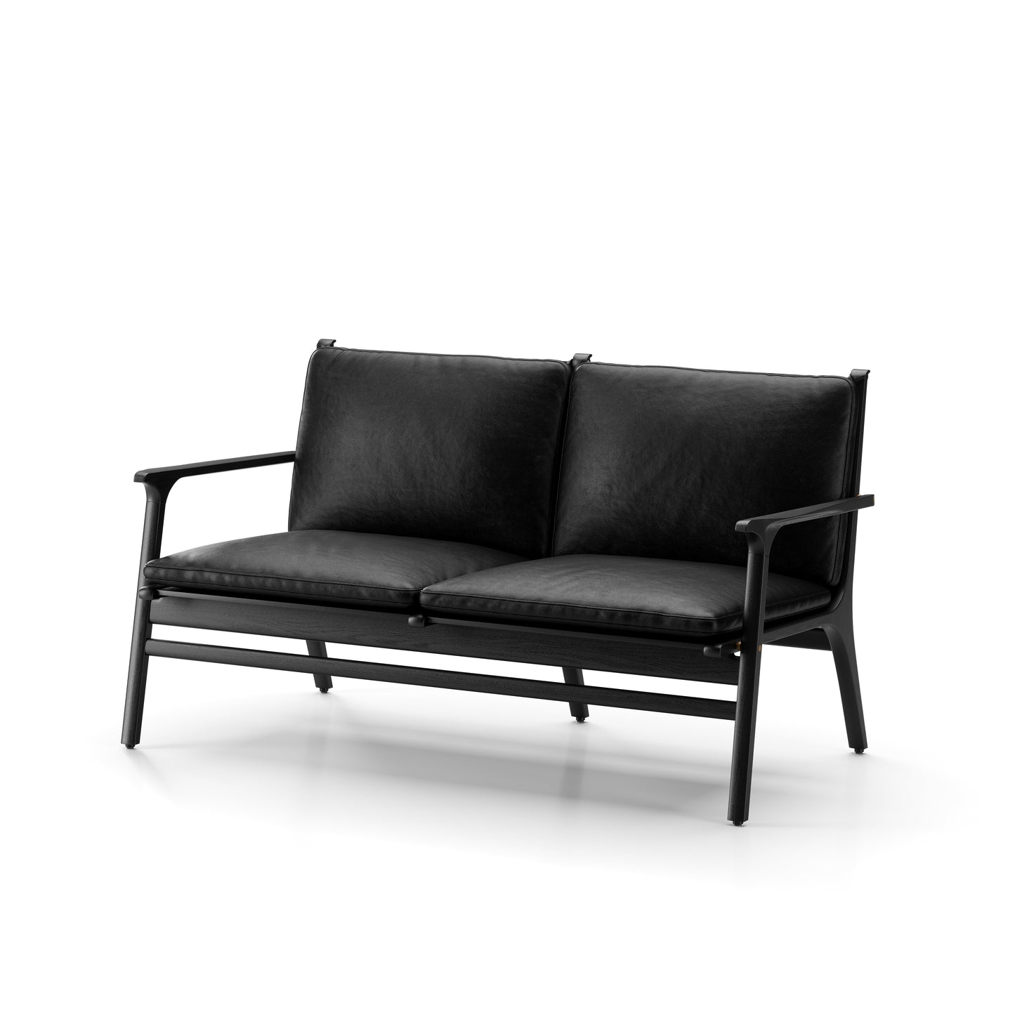 Rén Lounge Sofa 2-Seater in Black Painted Oak with Black Leather by Stellar Works