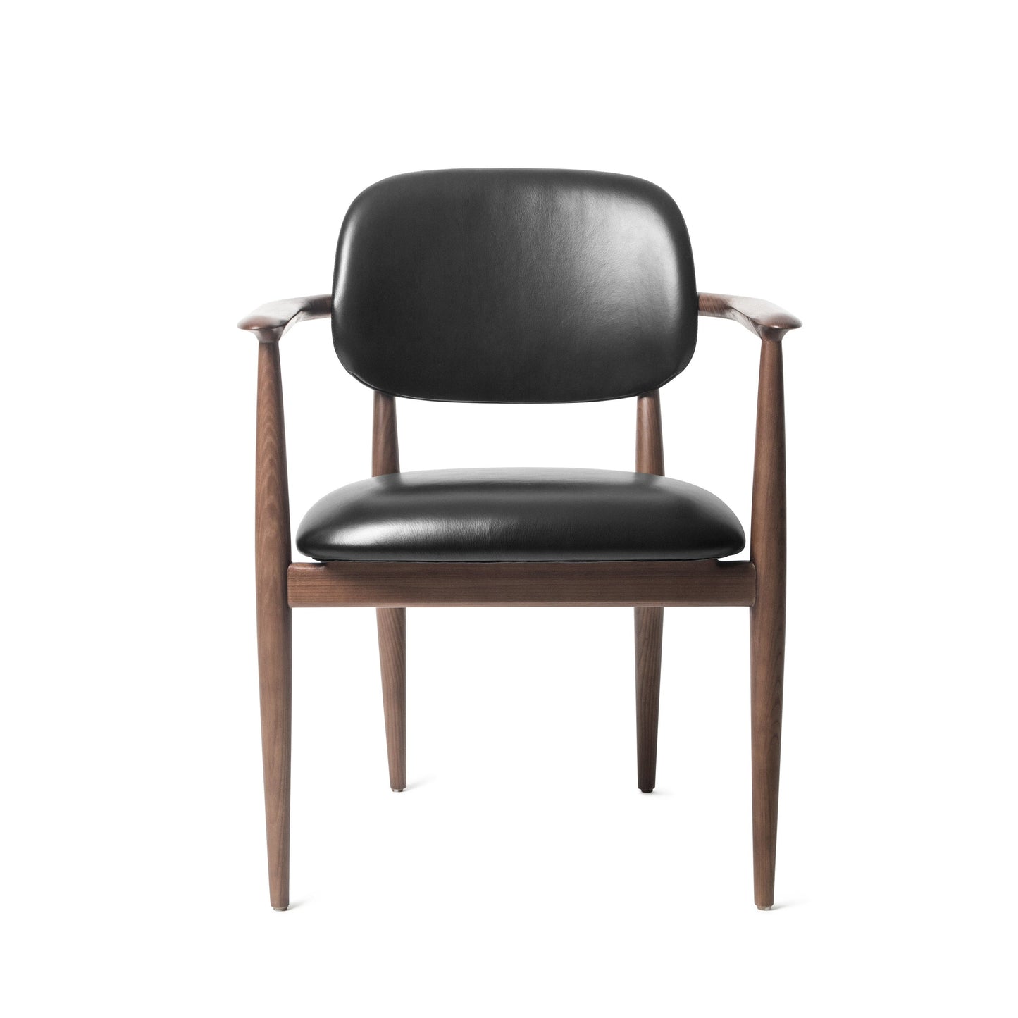 Slow Dining Chair, Walnut with Black Leather by Stellar Works