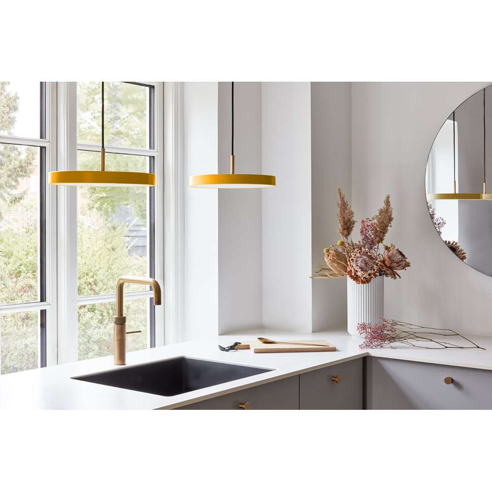 Asteria Mini - Saffron yellow 31 x 10,5 cm, 2.7m cordset Pendel