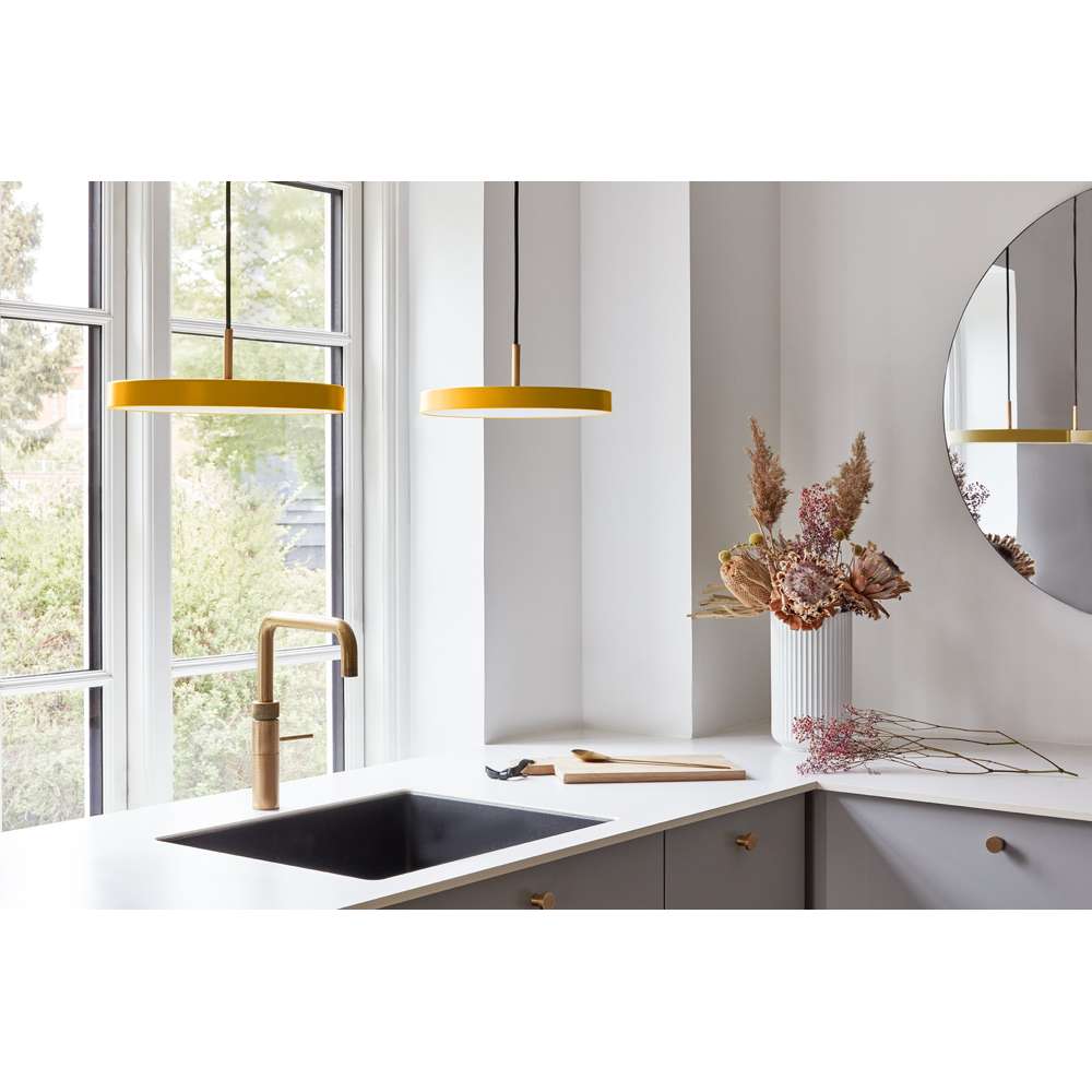 Asteria Mini - Saffron yellow 31 x 10,5 cm, 2.7m cordset Pendel