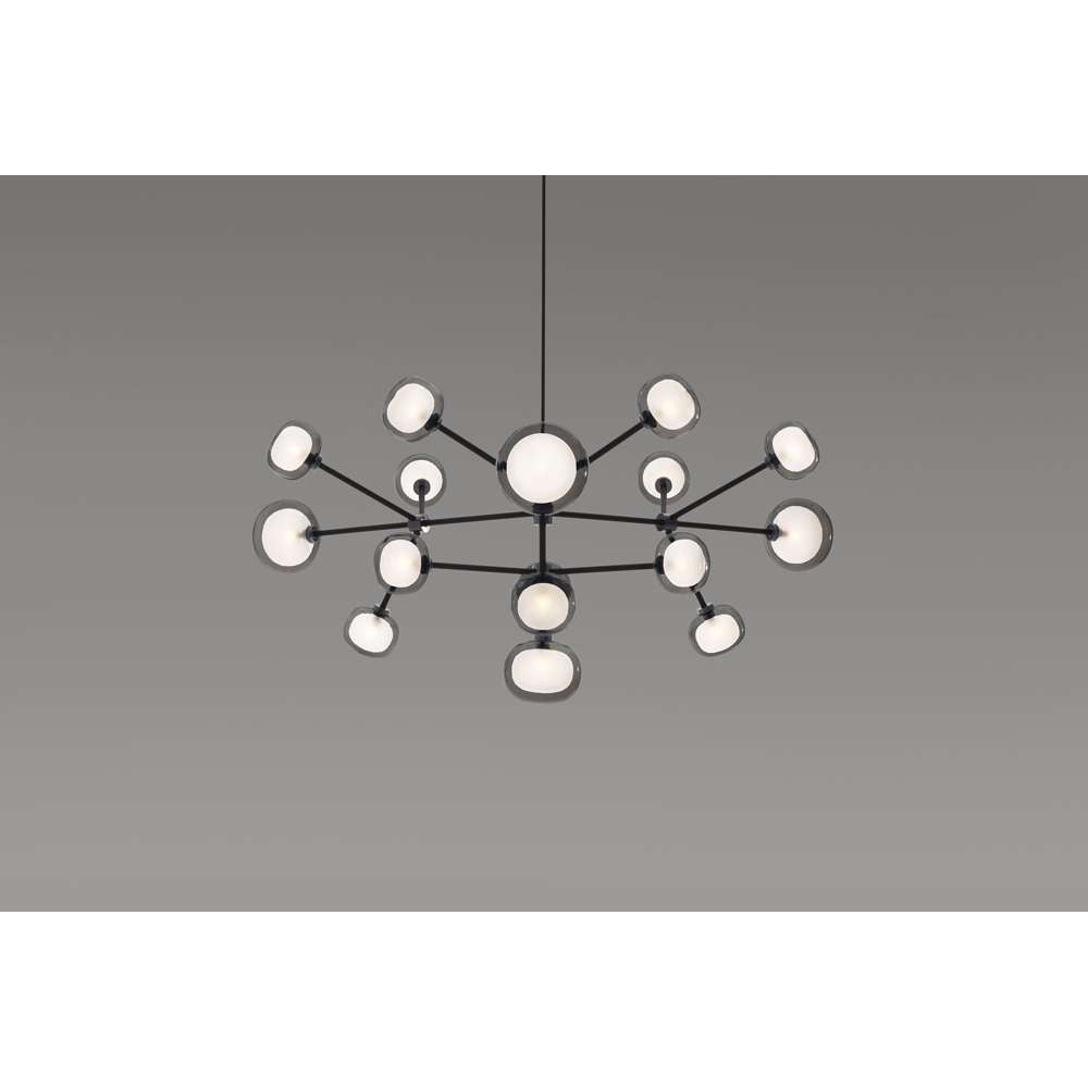 Nabila 552.16 chandelier matt black + black chrome + smoke glass Pendel