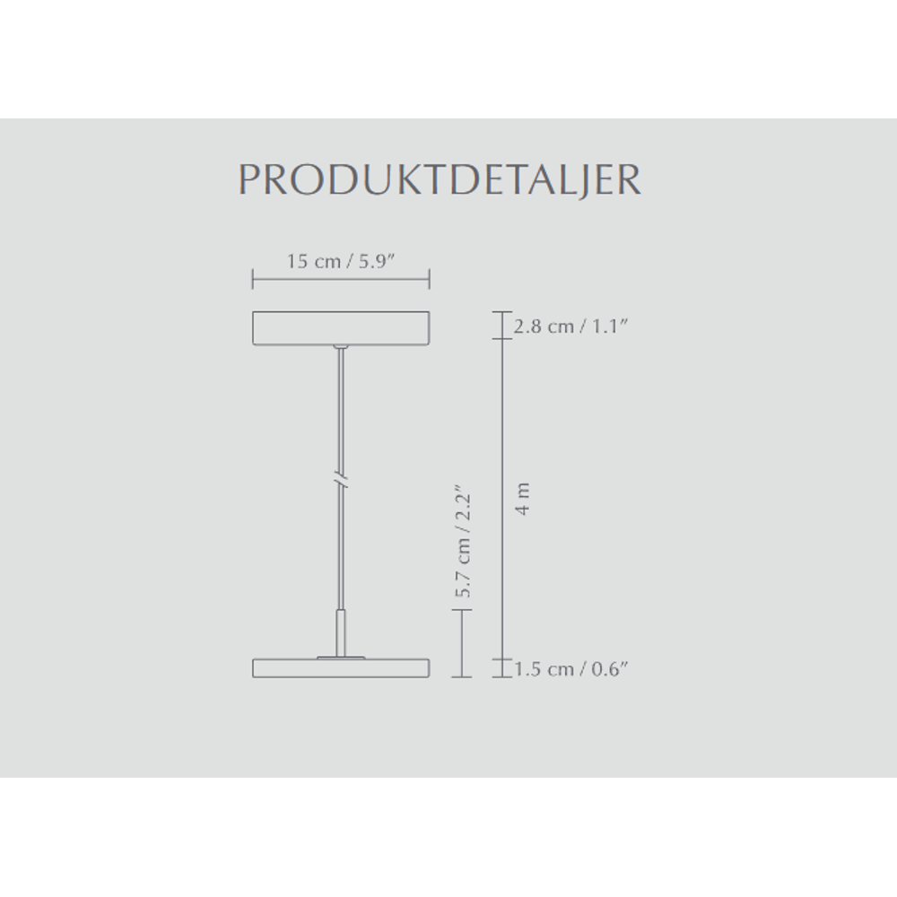 Asteria Micro Anthracite 15 x 5,7cm, 2.7m cordset Pendel