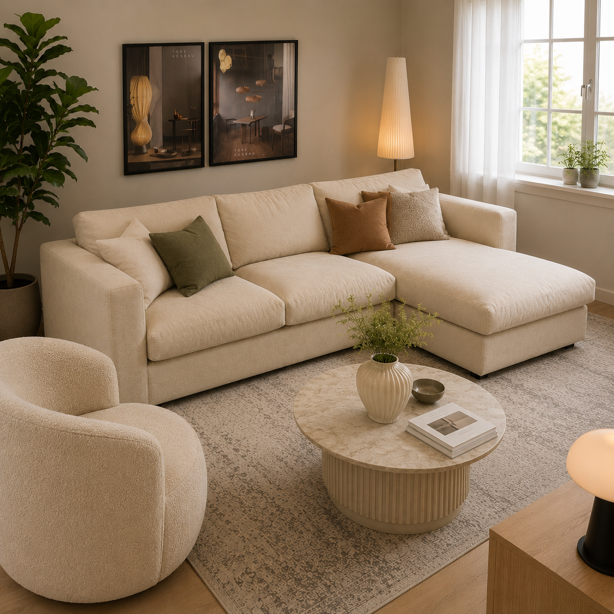 Latifa 2 personers sofa med chaiselong