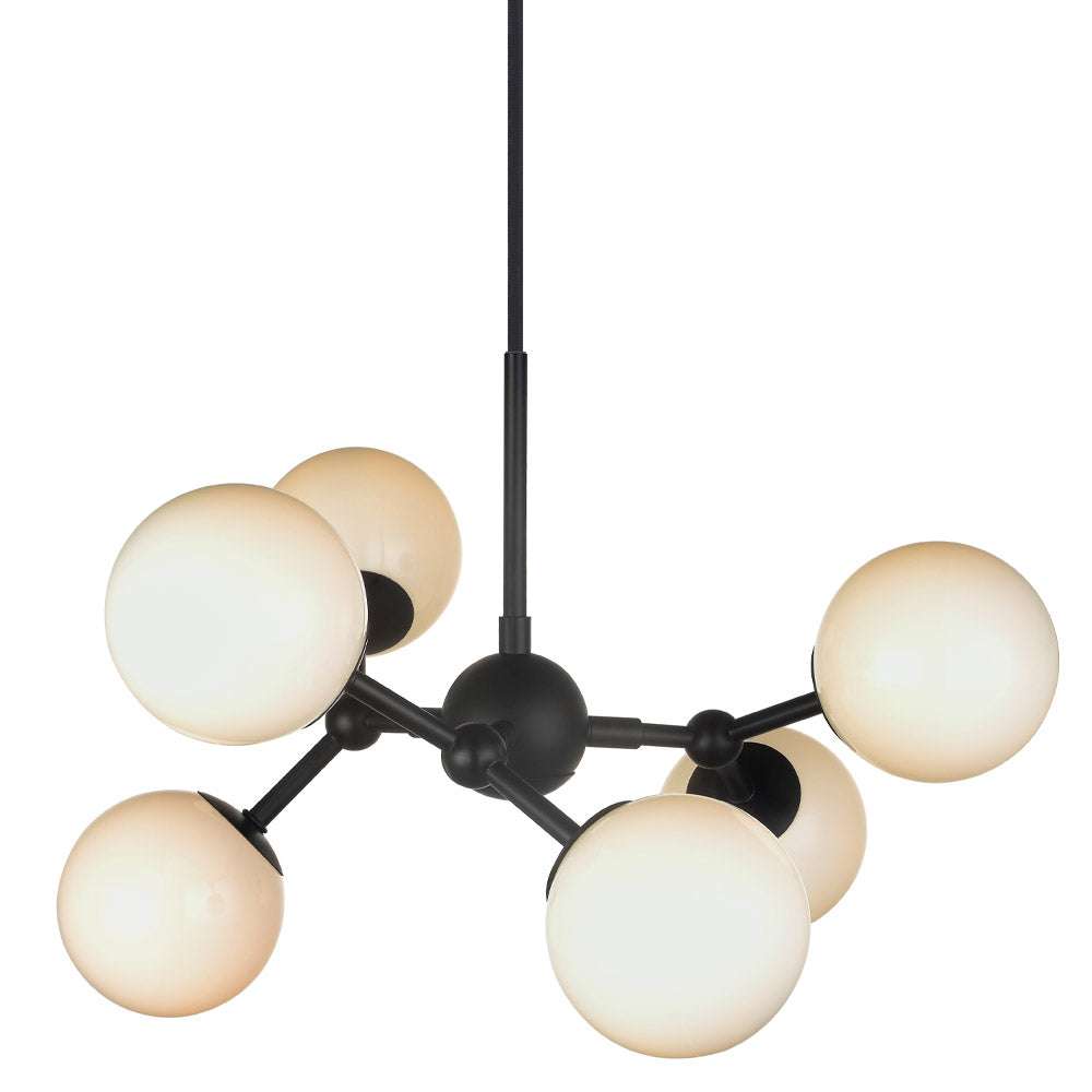 Atom chandelier 6l g9 sort/opal glas