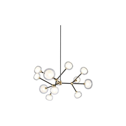 Nabila 552.12 chandelier matt black + brushed brass + clear glass Pendel