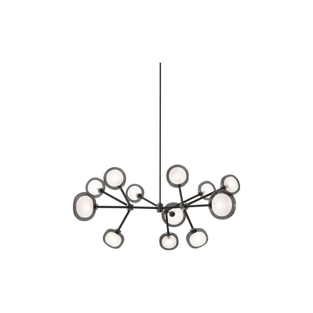 Nabila 552.12 chandelier matt black + black chrome + smoke glass Pendel