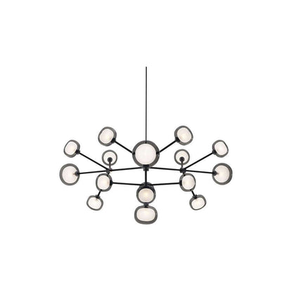 Nabila 552.16 chandelier matt black + black chrome + smoke glass Pendel