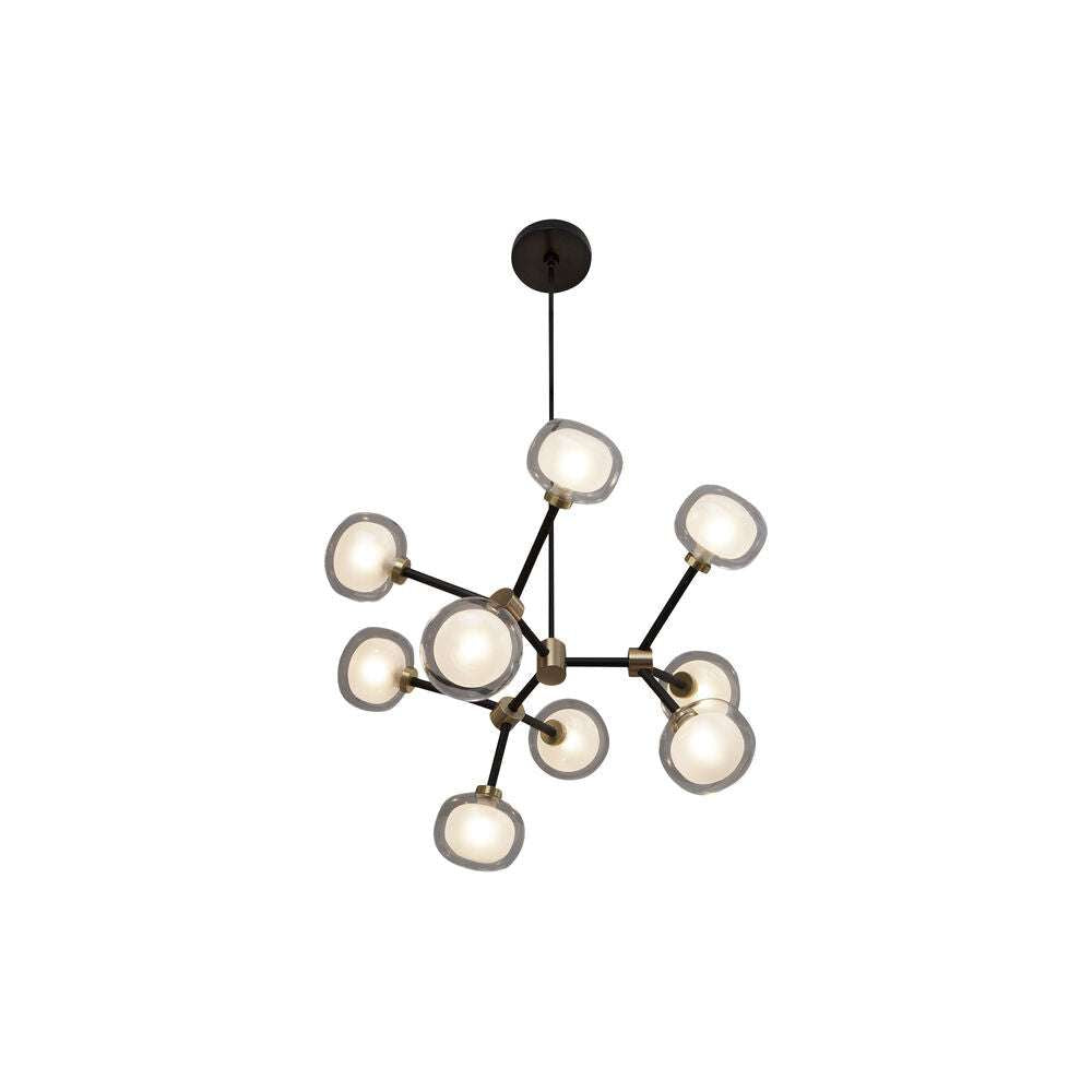 Nabila 552.19 chandelier matt black + brushed brass + clear glass Pendel