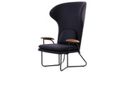 Chillax Highback lounge chair in walnut with fabric upholstery