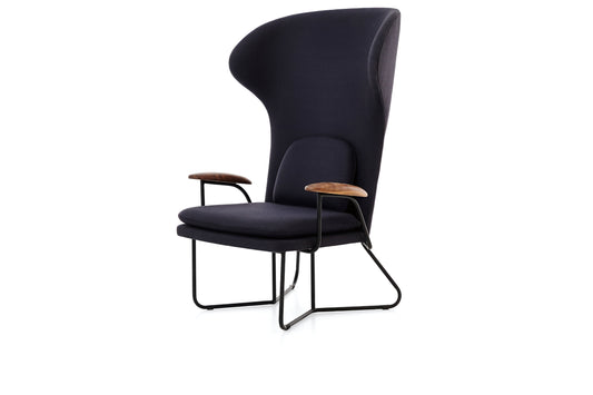 Chillax Highback lounge chair in walnut with fabric upholstery