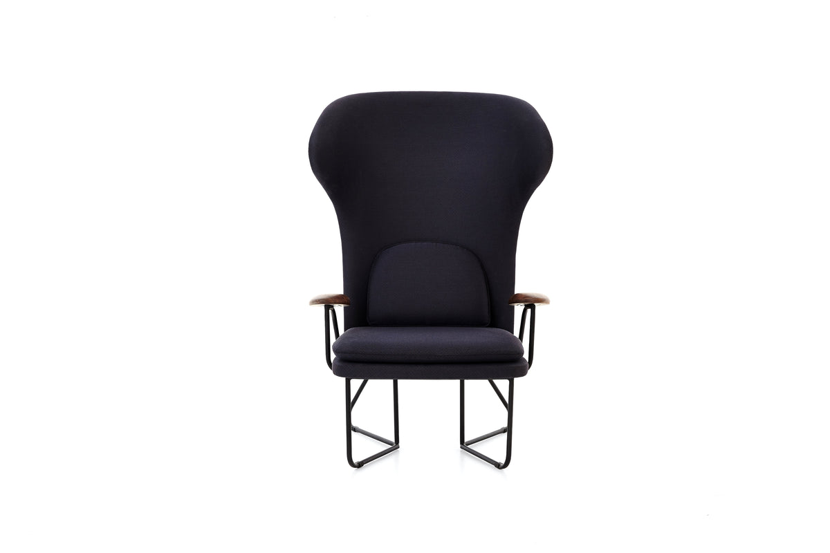 Chillax Highback lounge chair in walnut with fabric upholstery
