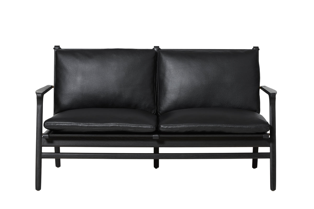 Rén Lounge Sofa 2-Seater in Black Painted Oak with Black Leather by Stellar Works