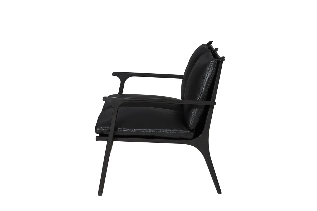Rén Lounge Sofa 2-Seater in Black Painted Oak with Black Leather by Stellar Works