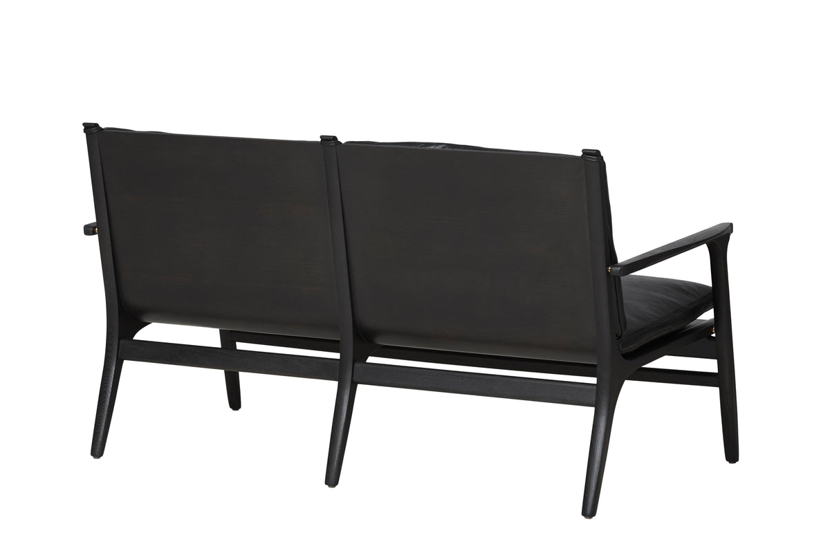 Rén Lounge Sofa 2-Seater in Black Painted Oak with Black Leather by Stellar Works