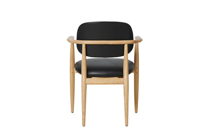 Slow Dining Chair in Oak with Black Leather by Stellar Works