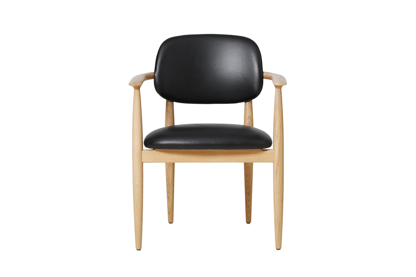 Slow Dining Chair in Oak with Black Leather by Stellar Works