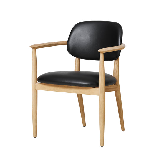 Slow Dining Chair in Oak with Black Leather by Stellar Works