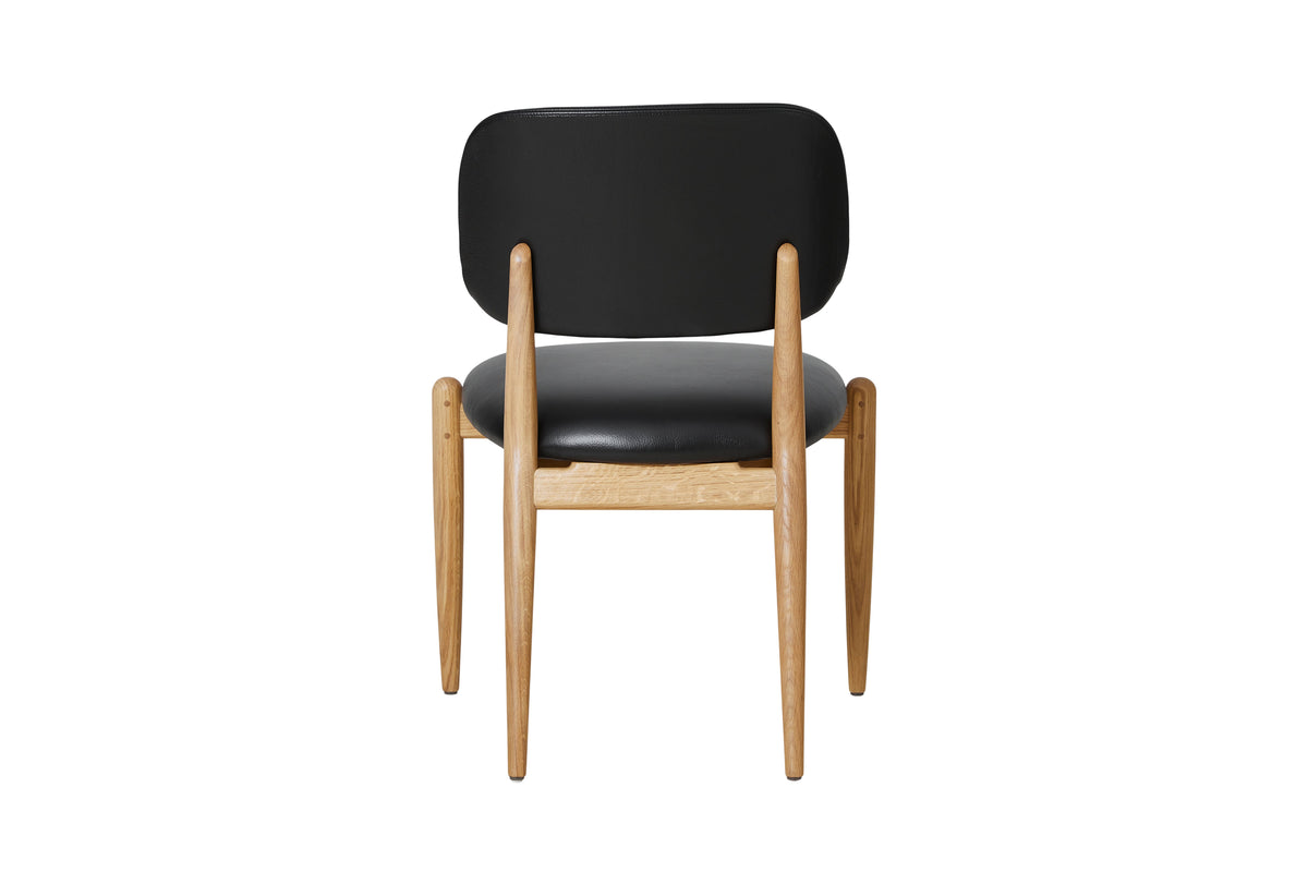 Slow Side Chair in Oak with Black Leather by Stellar Works