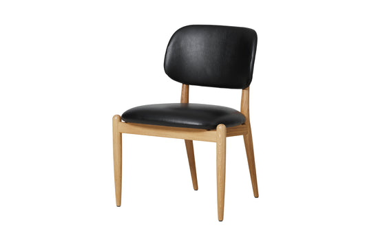 Slow Side Chair in Oak with Black Leather by Stellar Works