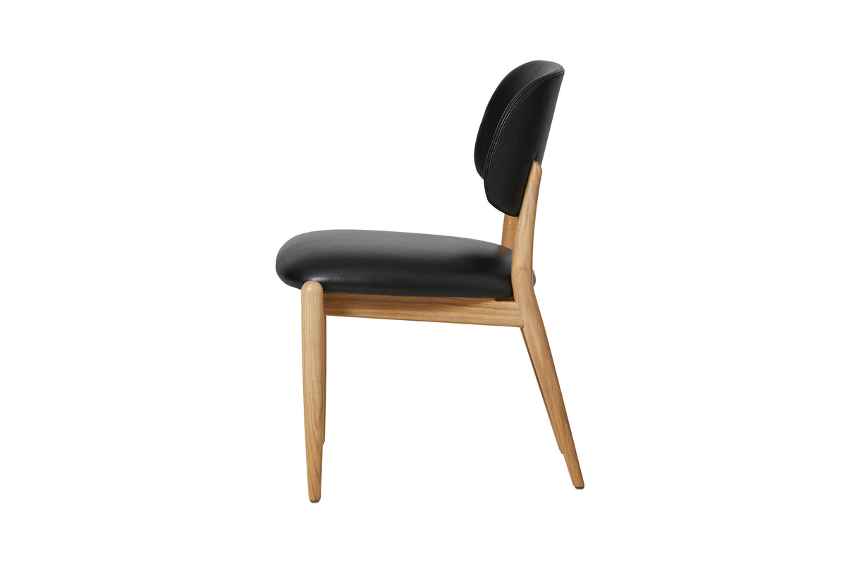 Slow Side Chair in Oak with Black Leather by Stellar Works