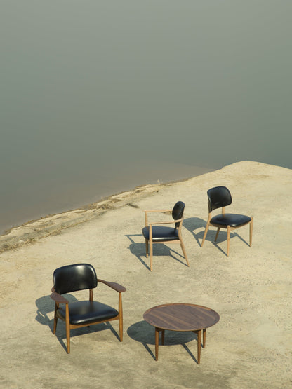 Slow Dining Chair in Oak with Black Leather by Stellar Works