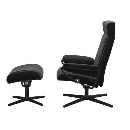 Stressless® Paris Cross lænestol m. nakkestøtte - Black