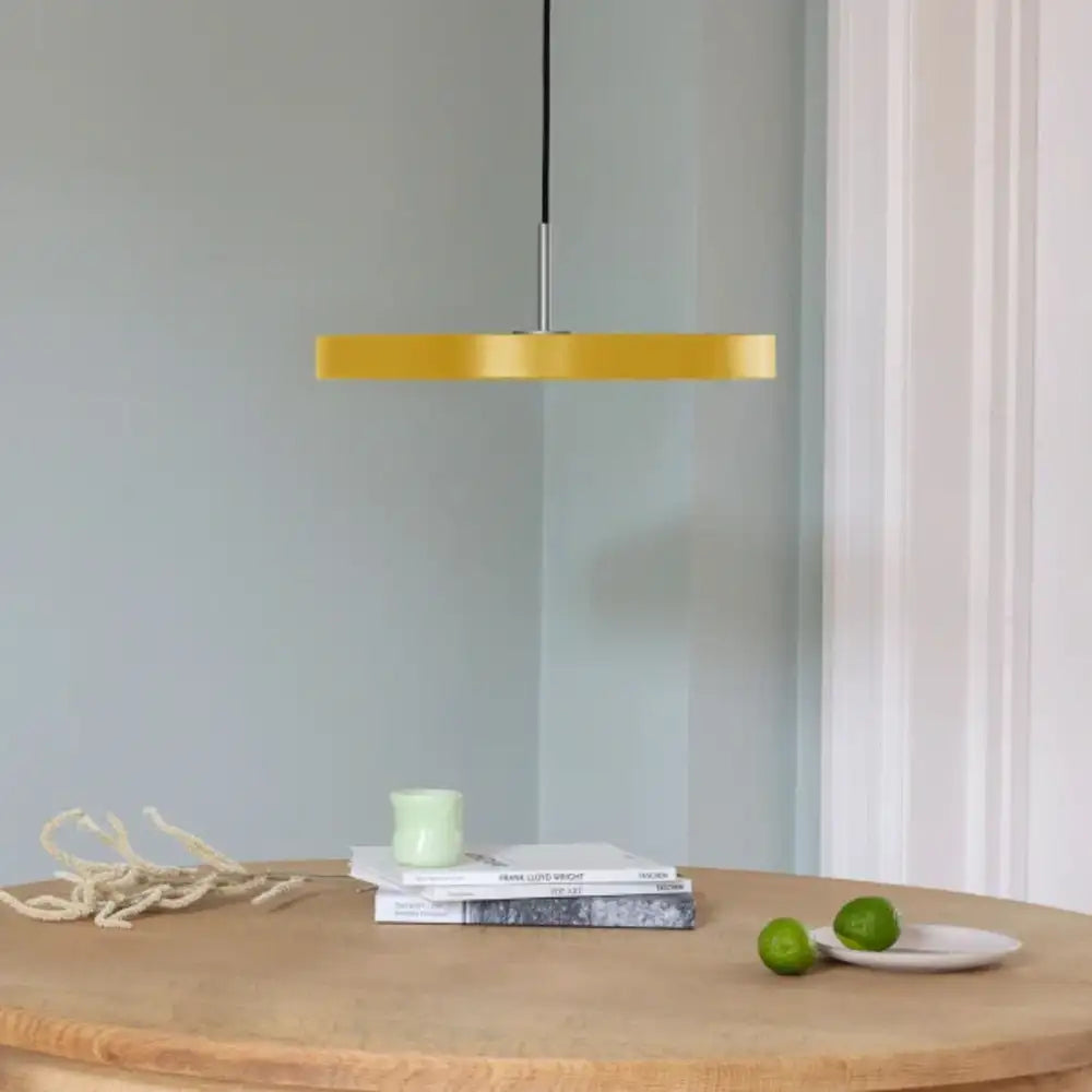 Asteria Medium Saffron Yellow - Steel Top 43 x 14 cm, 2.7m cordset Pendel