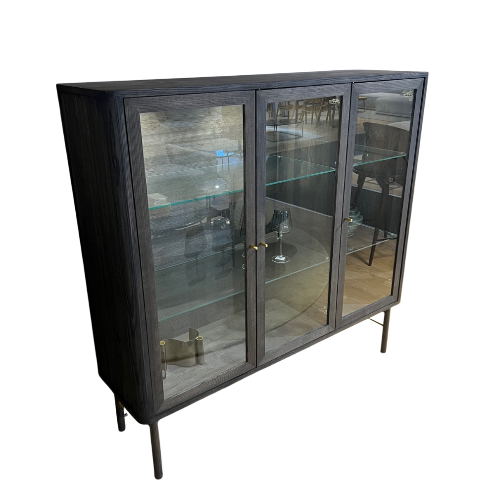 Velvet vitrine m/ 3 glasdøre og LED spot