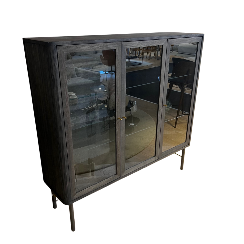 Velvet vitrine m/ 3 glasdøre og LED spot