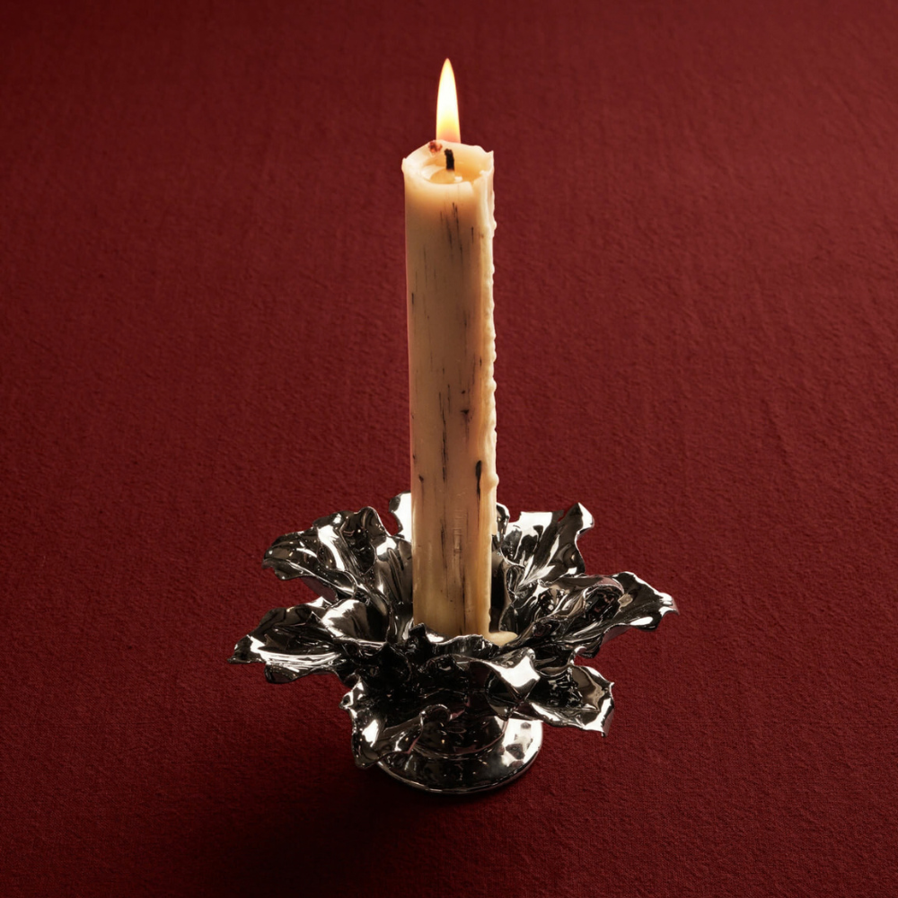 Ferm Living Holly Leaf Lysestage - Silver
