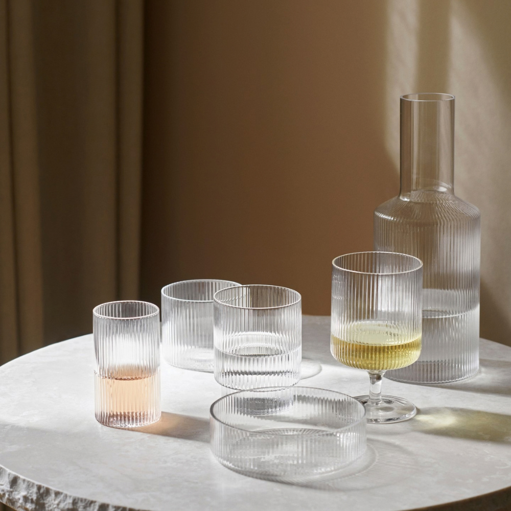 Ferm Living Ripple Glas - Sæt af 4 - Klar