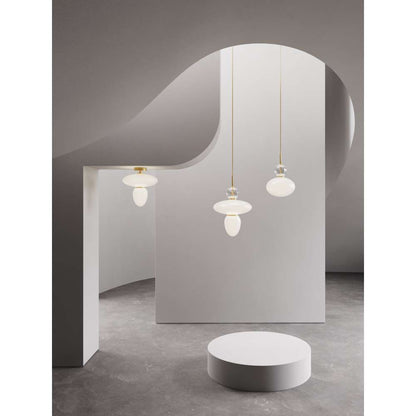 Rizzatto 43 pendel, satin brass / opal Loftlampe