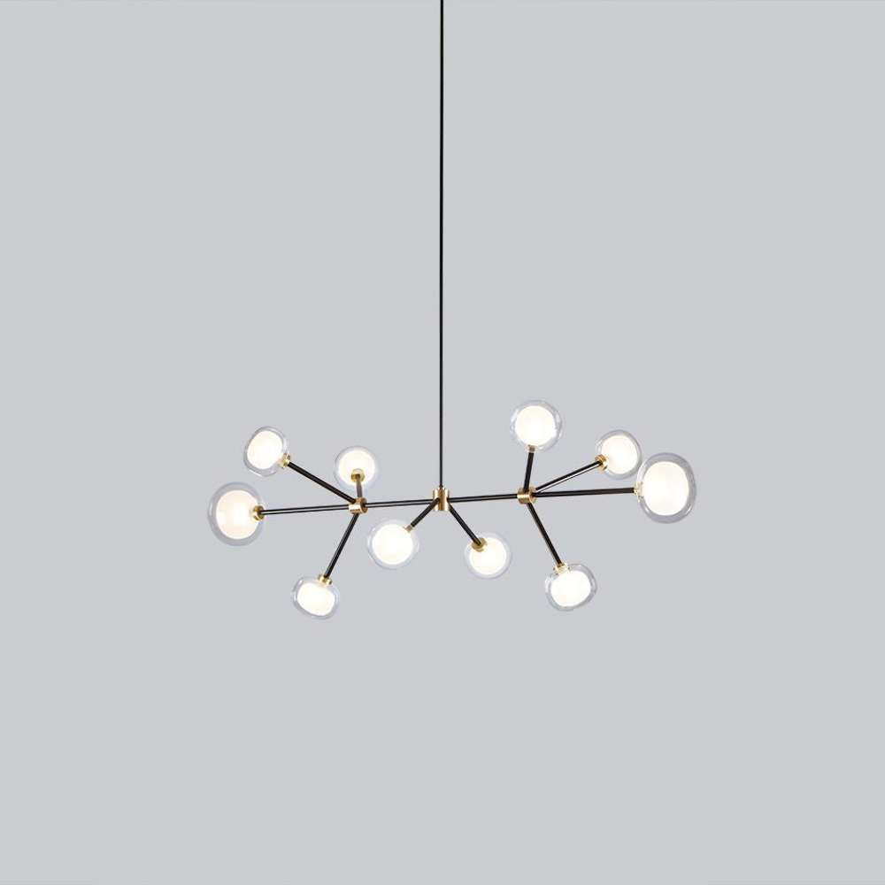 Nabila 552.19 chandelier matt black + brushed brass + clear glass Pendel