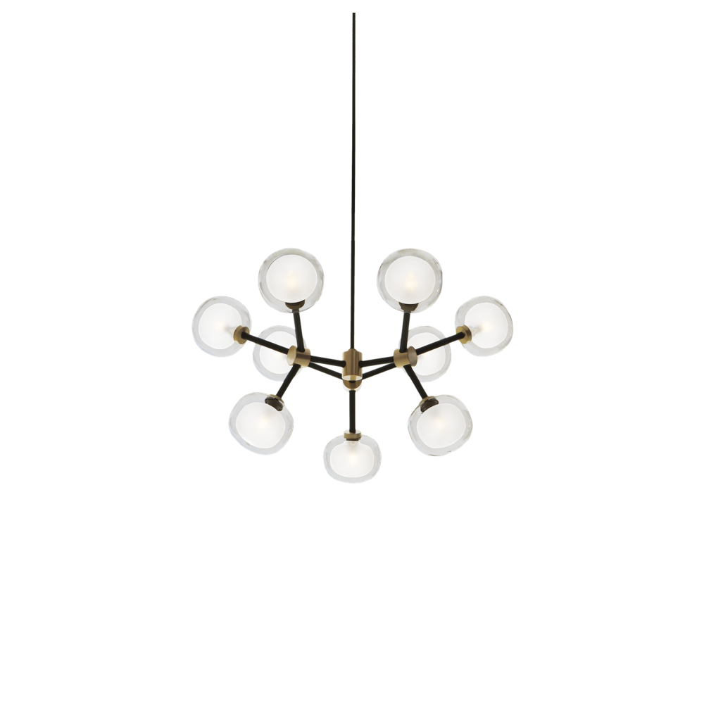 Nabila 552.19 chandelier matt black + brushed brass + clear glass Pendel