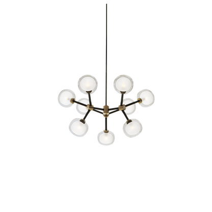 Nabila 552.19 chandelier matt black + brushed brass + clear glass Pendel