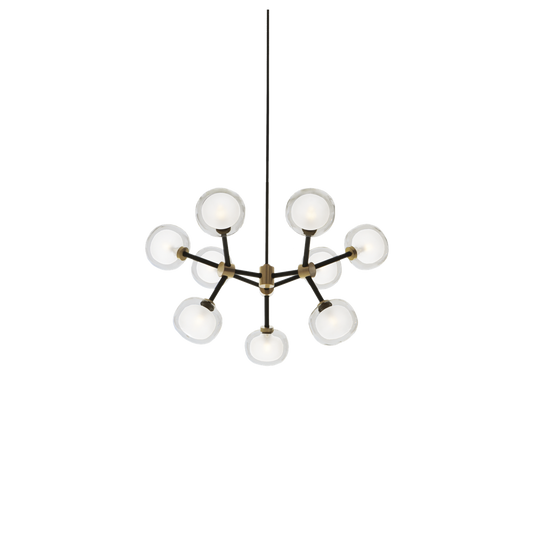 Nabila 552.19 chandelier matt black + brushed brass + clear glass Pendel