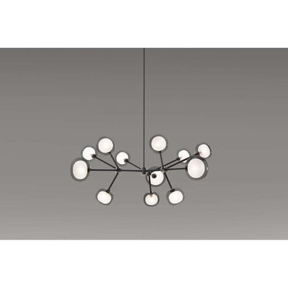 Nabila 552.12 chandelier matt black + black chrome + smoke glass Pendel