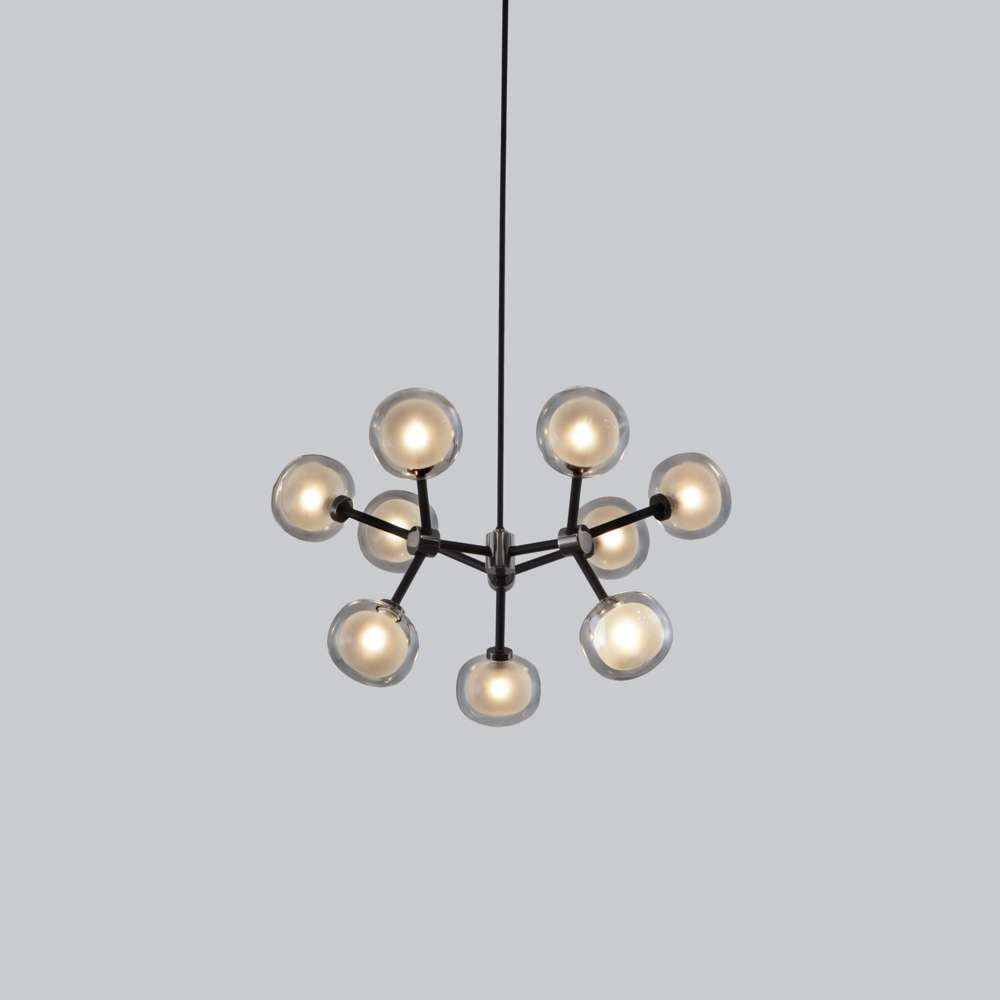 Nabila 552.19 chandelier matt black + black chrome + smoke glass Pendel