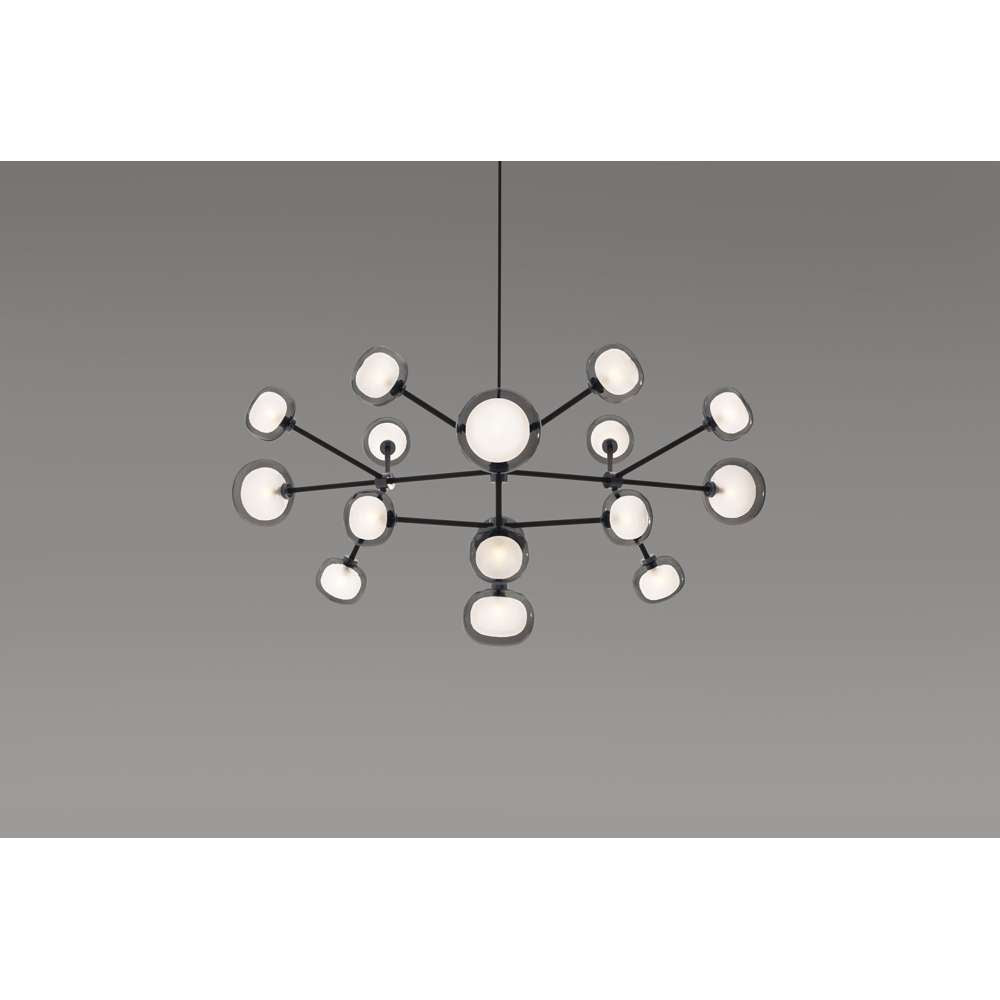 Nabila 552.16 chandelier matt black + black chrome + smoke glass Pendel