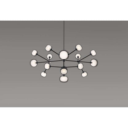 Nabila 552.16 chandelier matt black + black chrome + smoke glass Pendel