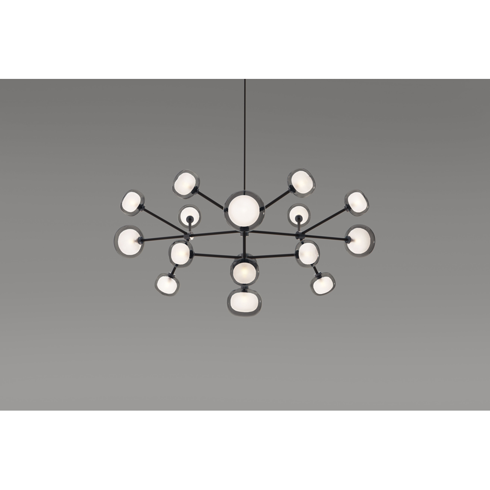 Nabila 552.16 chandelier matt black + black chrome + smoke glass Pendel Pendel