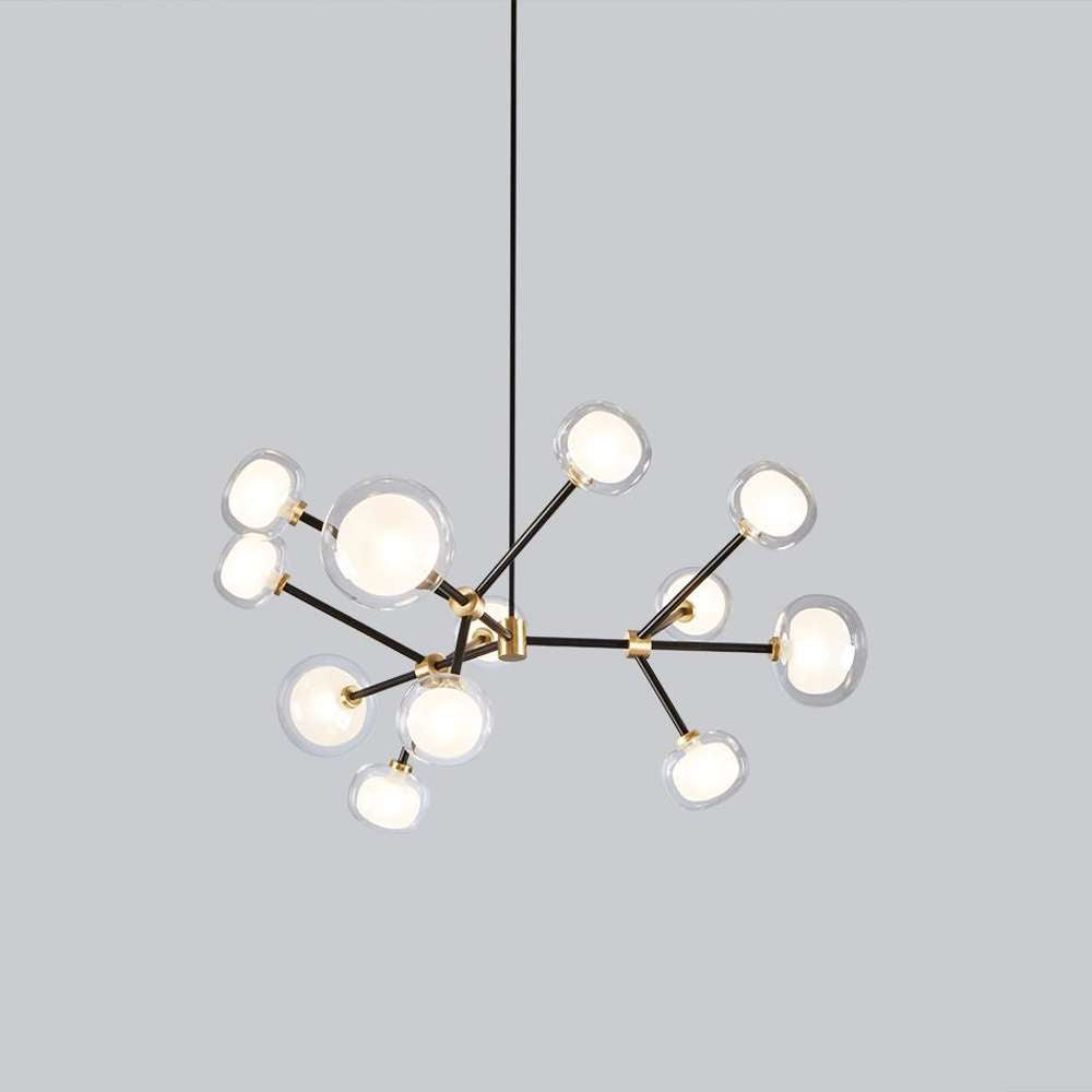 Nabila 552.12 chandelier matt black + brushed brass + clear glass Pendel