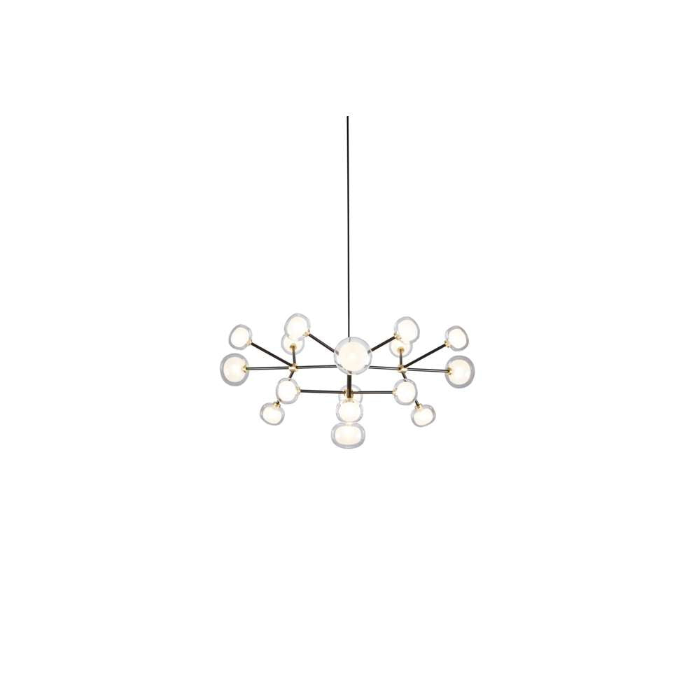 Nabila 552.16 chandelier matt black + brushed brass + clear glass Pendel