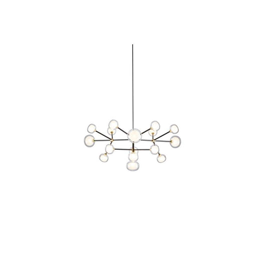 Nabila 552.16 chandelier matt black + brushed brass + clear glass Pendel